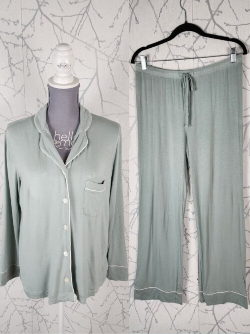 Love & Lore Pastel Mint Lenzing Viscose Stretch Jersey Piped Pajama Set